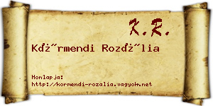 Körmendi Rozália névjegykártya